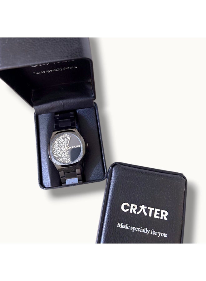 كريتر  ساعة كريتر (CRATER) للرجال – تصميم ملكي فاخر من الستانلس ستيل، مينا كلاسيكي مع عرض التاريخ، مقاومة للماء – تشمل علبة الماركة (أسود /أسود ). - Image 3